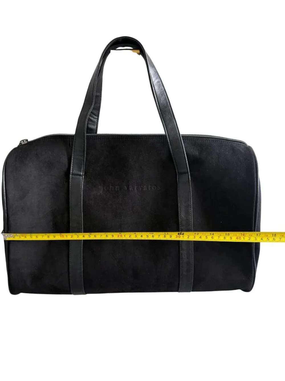 JOHN VARVATOS Black Synthetic Suede Small Duffle Bag NEW NWOT
